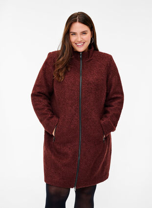 Manteau avec laine et fermeture éclair, Bitter Chocolate, Model image number 0