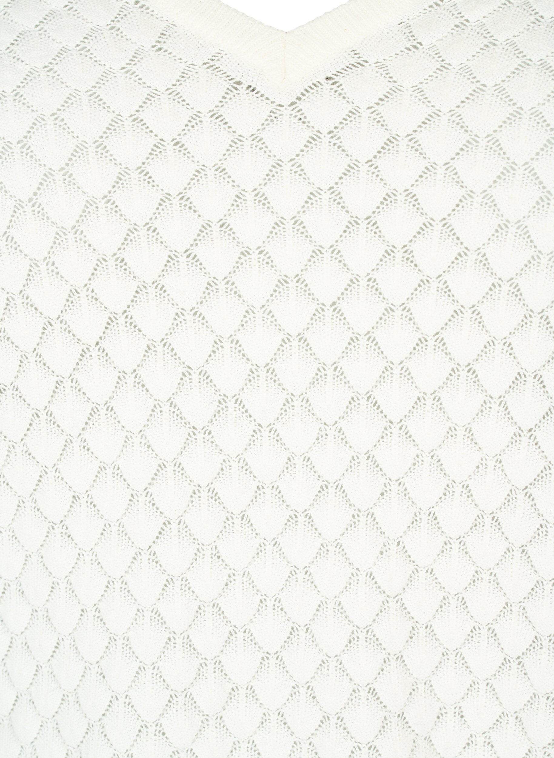 Zizzi Pull &agrave; motifs structur&eacute;s en coton bio	, Cloud Dancer, Packshot image number 2