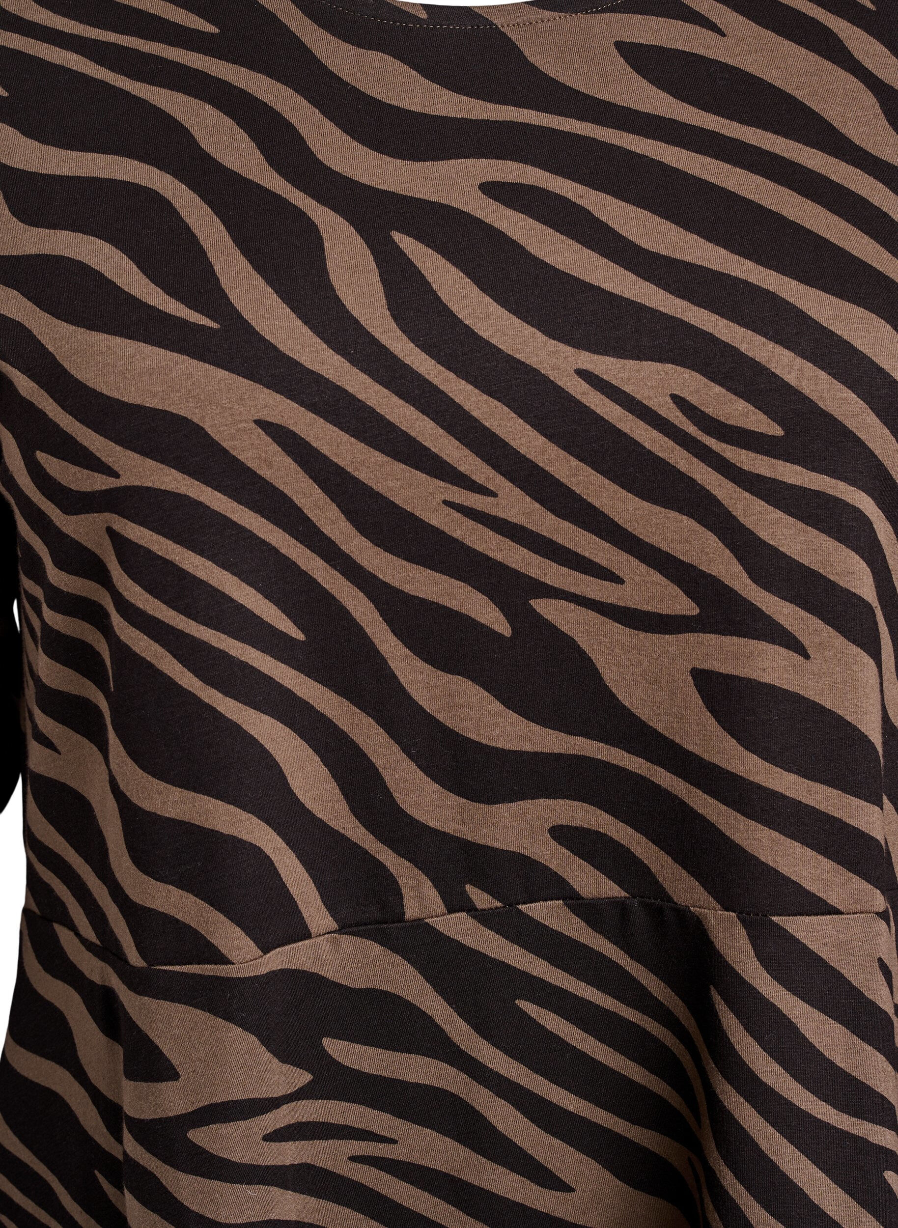 ZizziJurk met lange mouwen, ronde hals en zebraprint, Walnut Zebra, Packshot image number 2