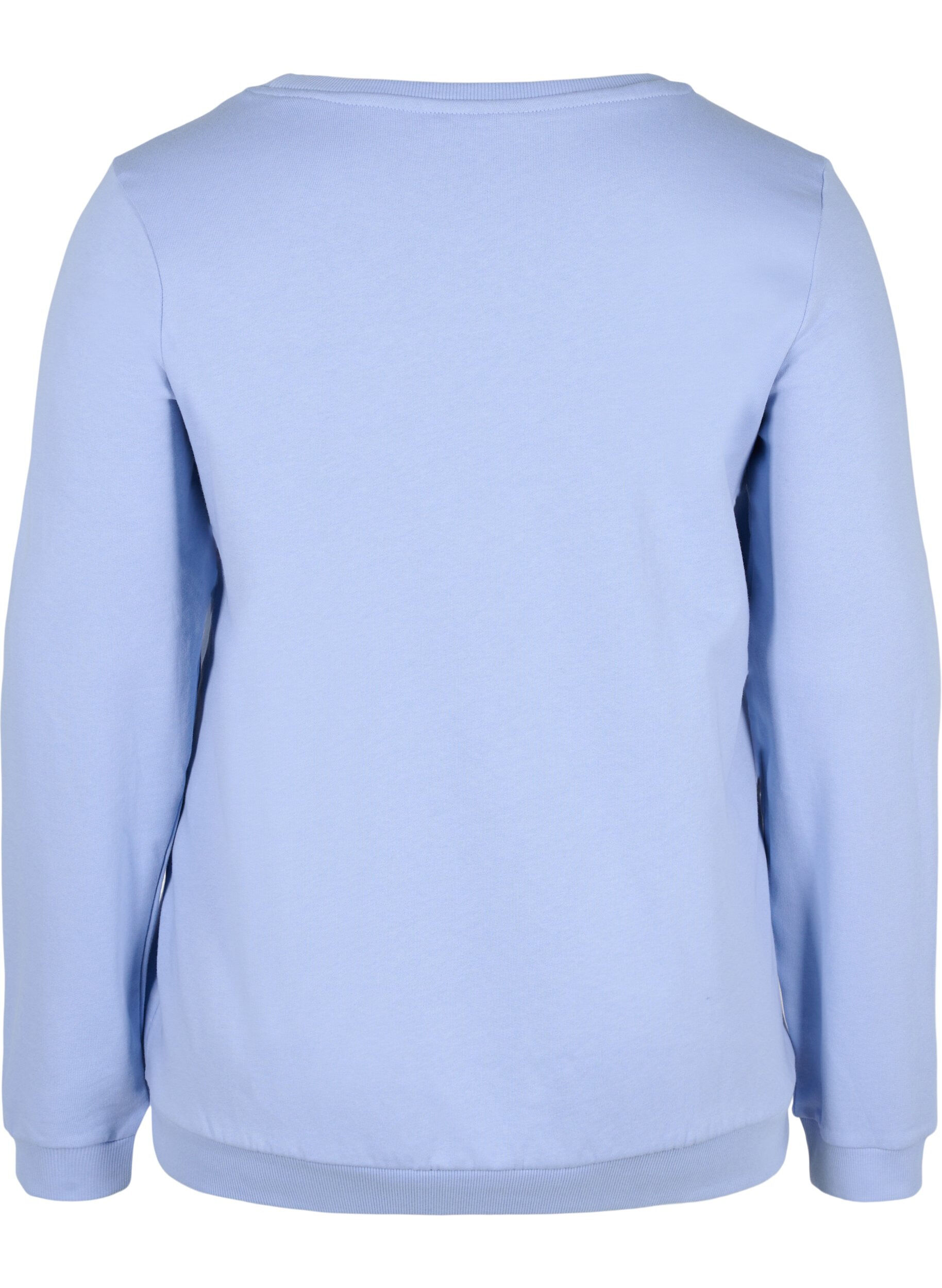 Zizzi Sweat-shirt en coton avec impression de texte, Blue Heron, Packshot image number 1