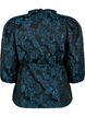 Jacquard wikkelblouse met 3/4 mouwen, Black Blue, Packshot image number 1