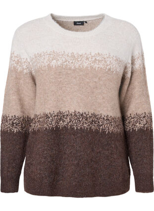  Blouse tricotée avec de larges rayures, Pumice Stone Comb, Packshot image number 0
