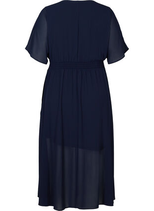 Lange jurk met smokwerk en korte mouwen, Night Sky, Packshot image number 1