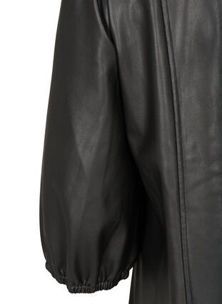 Robe en simili-cuir à manches 3/4 bouffantes, Black, Packshot image number 3