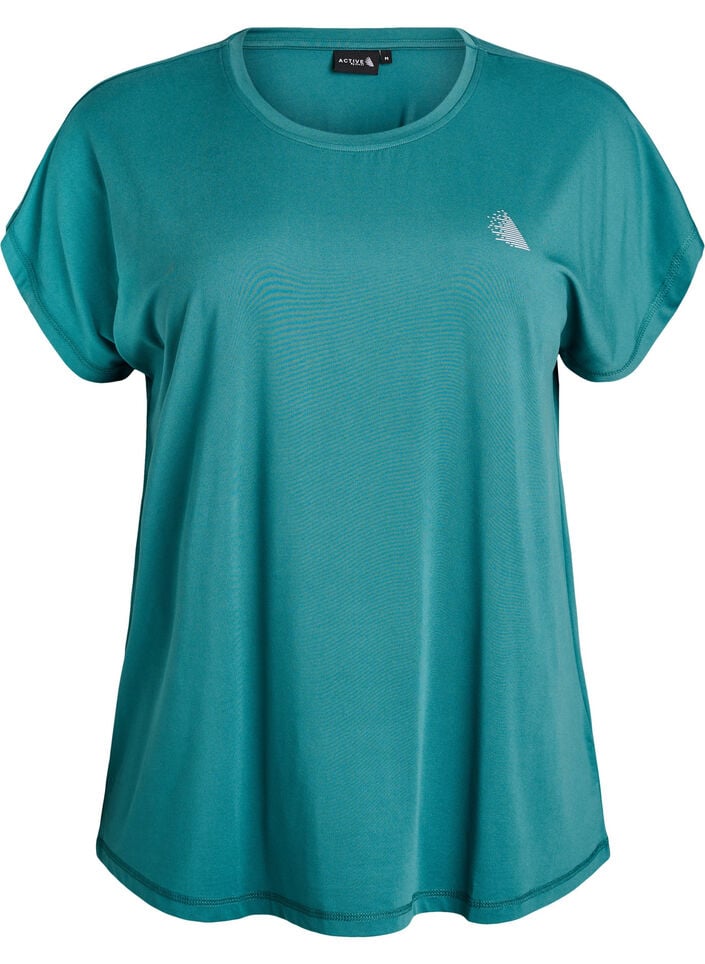 T-shirt de sport couleur unie, Bleu p&eacute;trole, Packshot image number 0