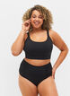 Bikinibroekje met hoge taille en draperingen, Black, Model image number 0