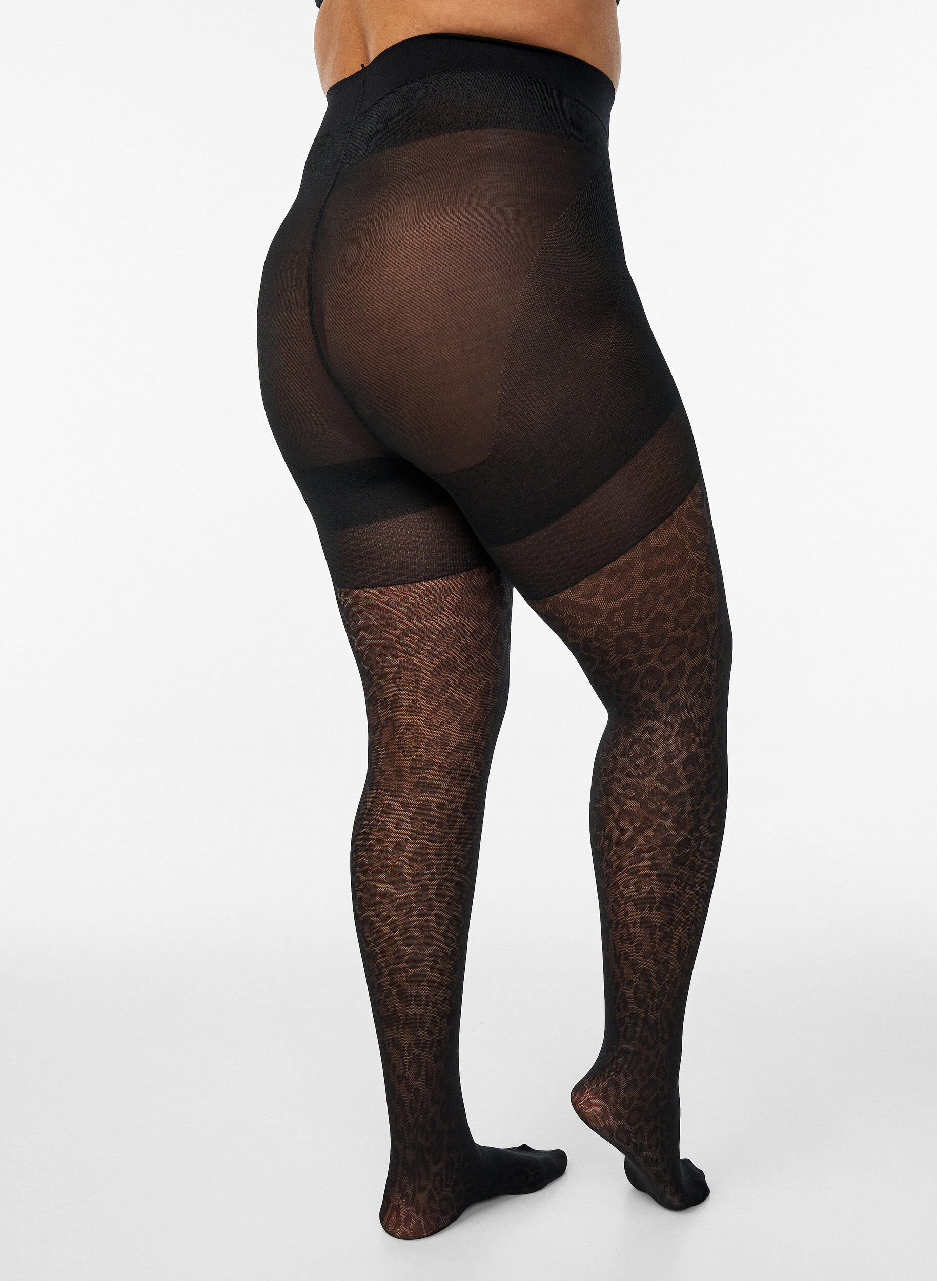 Zizzi Collants 50 deniers imprim&eacute; l&eacute;opard avec push-up, Noir, Packshot image number 1