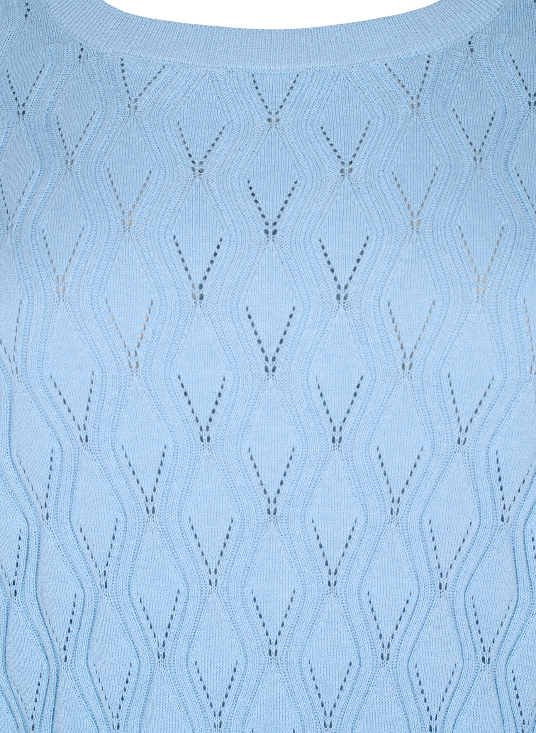Zizzi Pull ajour&eacute; avec col bateau	, Blue Bell, Packshot image number 2