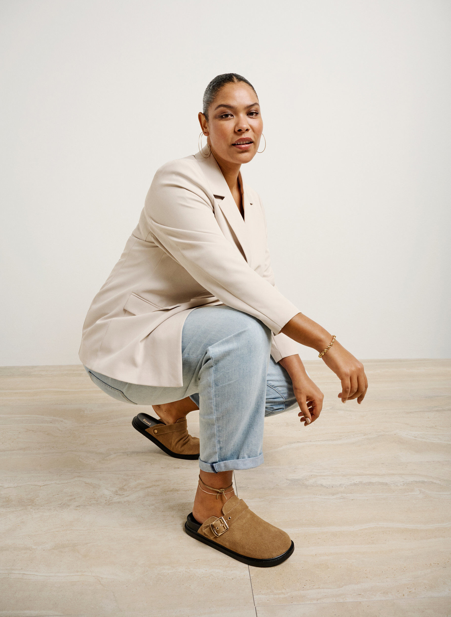 Zizzi Sabots larges en daim, Woodsmoke, Image image number 0