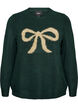 Gebreide jumper met glitterstrik, Groen, Packshot image number 0