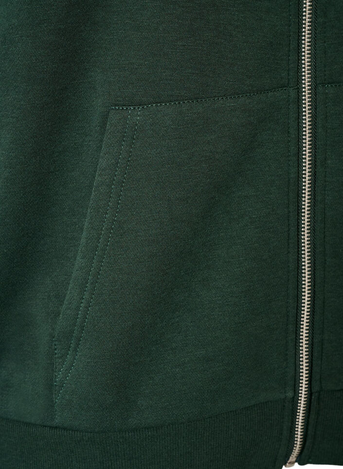 Sweat &agrave; capuche zipp&eacute; avec poches, Vert fonc&eacute;, Packshot image number 3