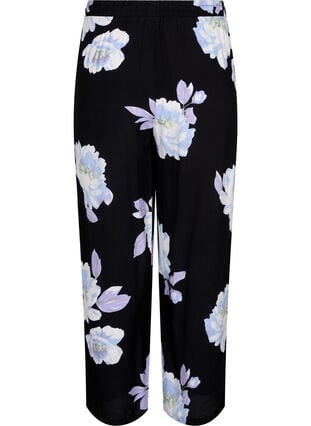 Pantalon ample en viscose avec imprimé, Black Big Flower AOP, Packshot image number 1