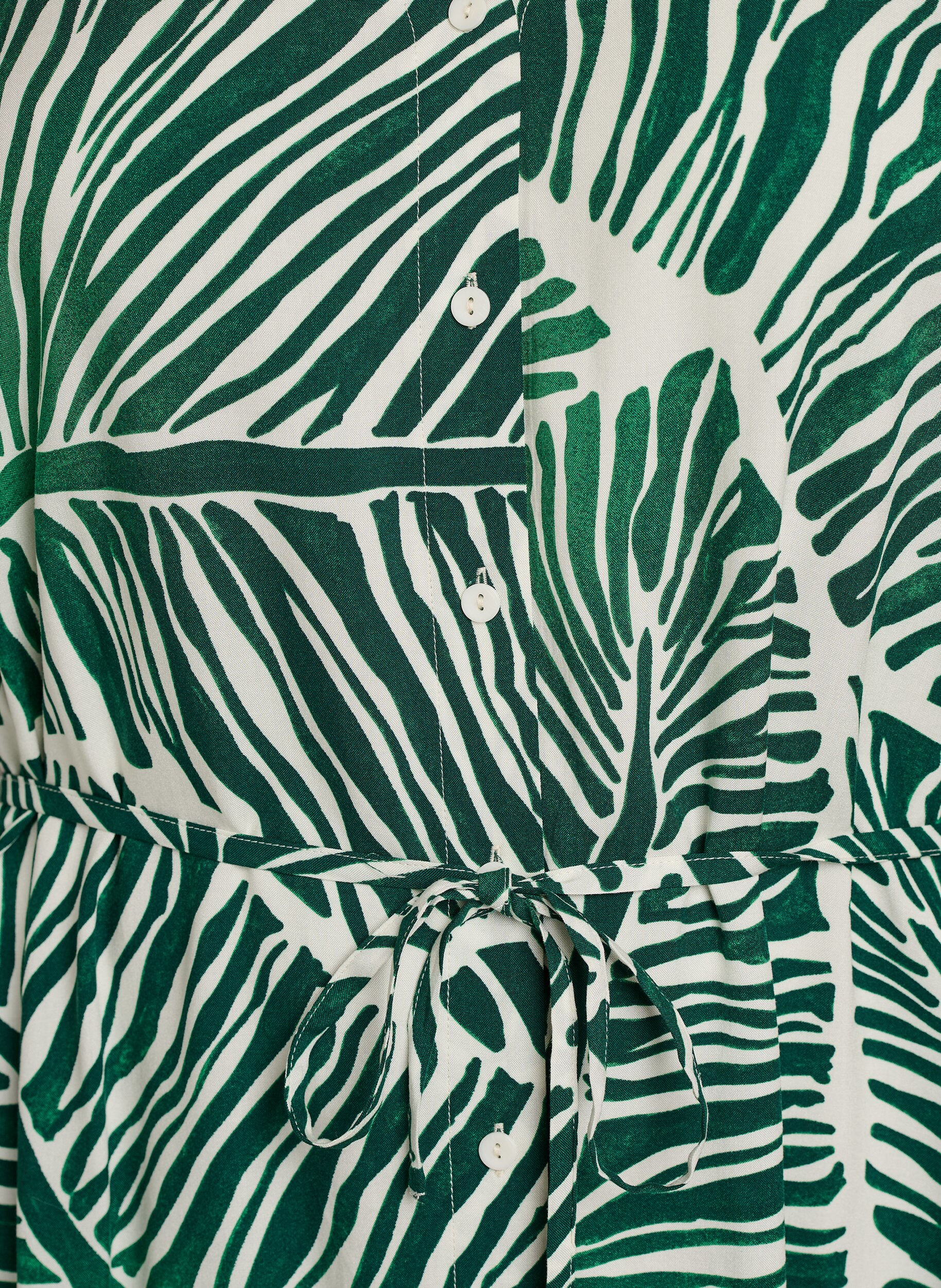 Zizzi Robe midi imprim&eacute;e &agrave; ceinture &agrave; nouer, Vert, Packshot image number 2