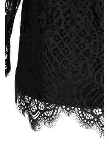 Kanten blouse met lange mouwen en v-hals, Black, Packshot image number 3