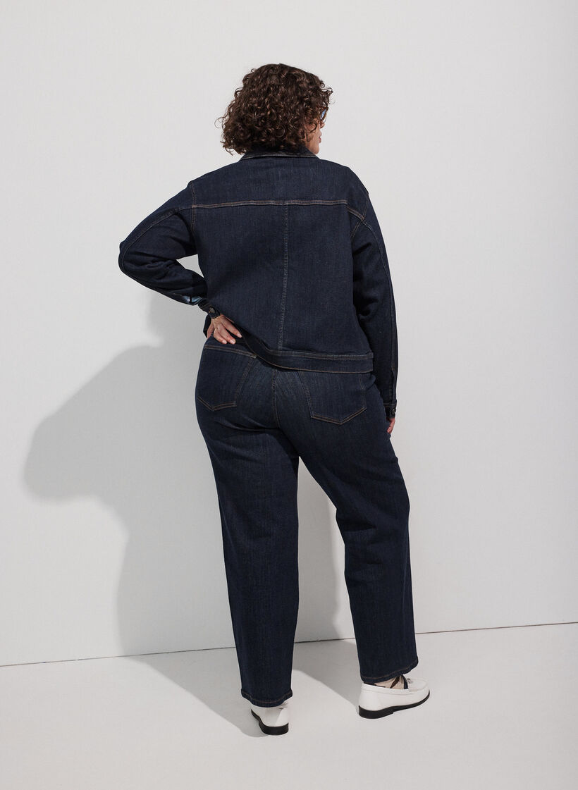 Straight-fit Kiana jeans met hoge taille, Blauw, Model image number 2