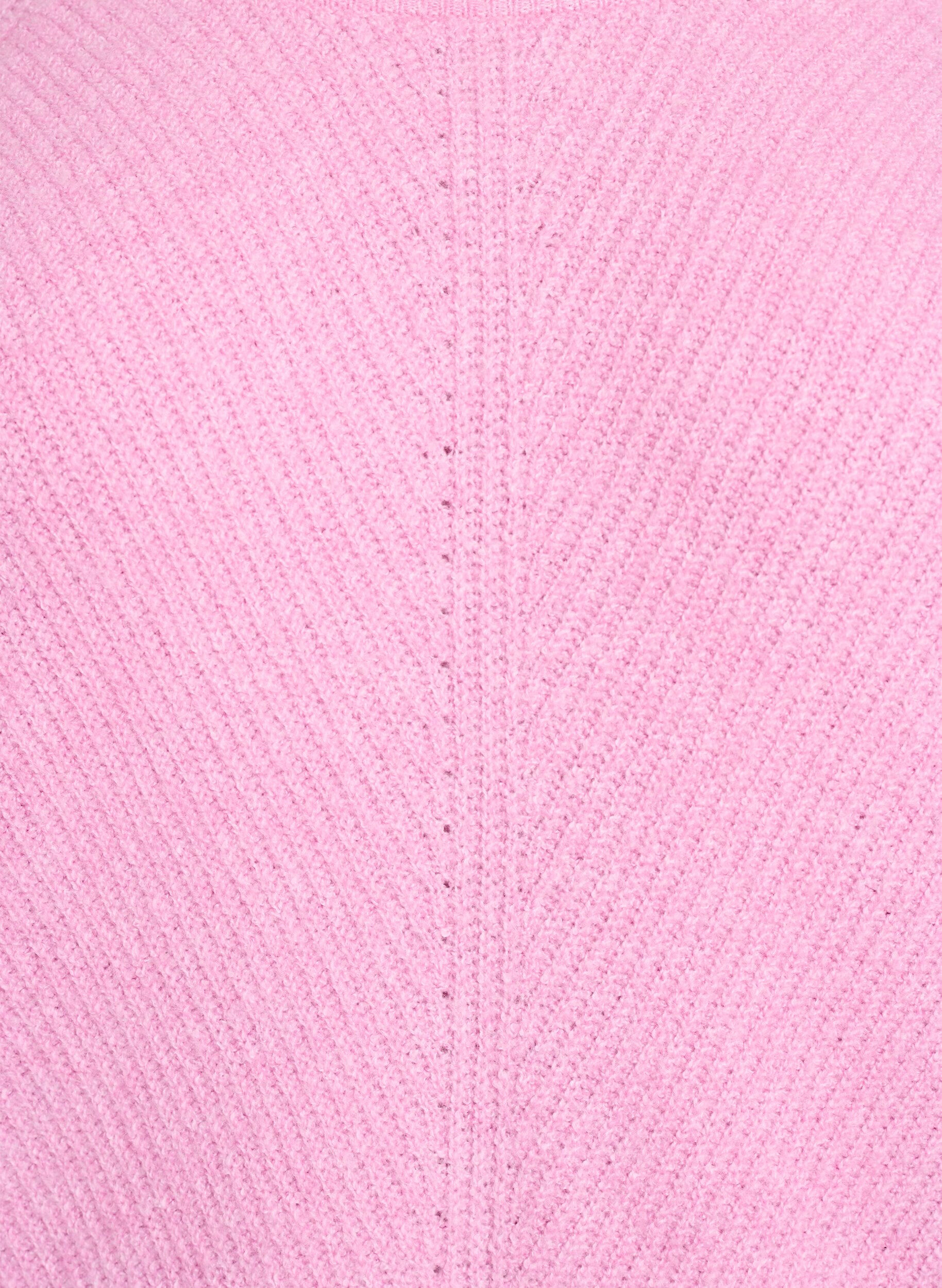 ZizziGebreide trui met diagonale structuur en raglanmouwen, Roze, Packshot image number 2