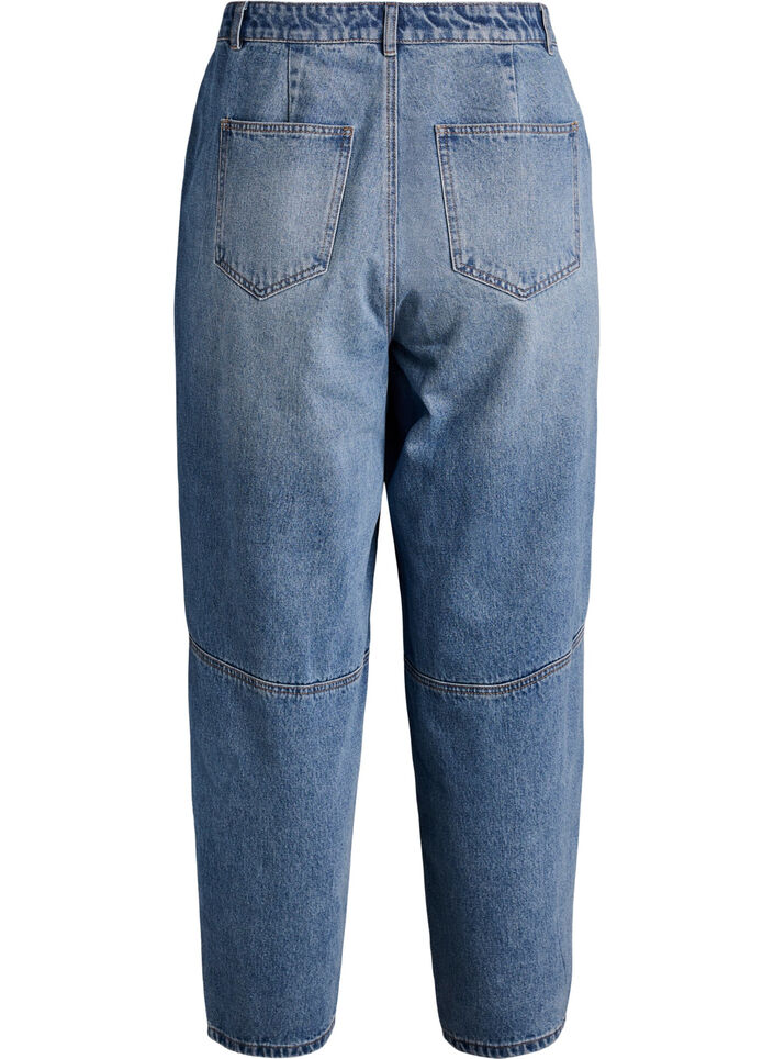 Jean barrel taille haute, Bleu, Packshot image number 1