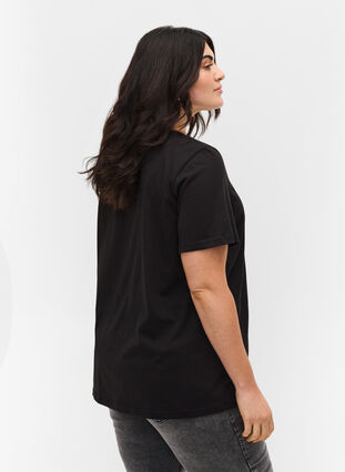 Haut en coton à manches courtes avec imprimé, Black Embrace, Model image number 1