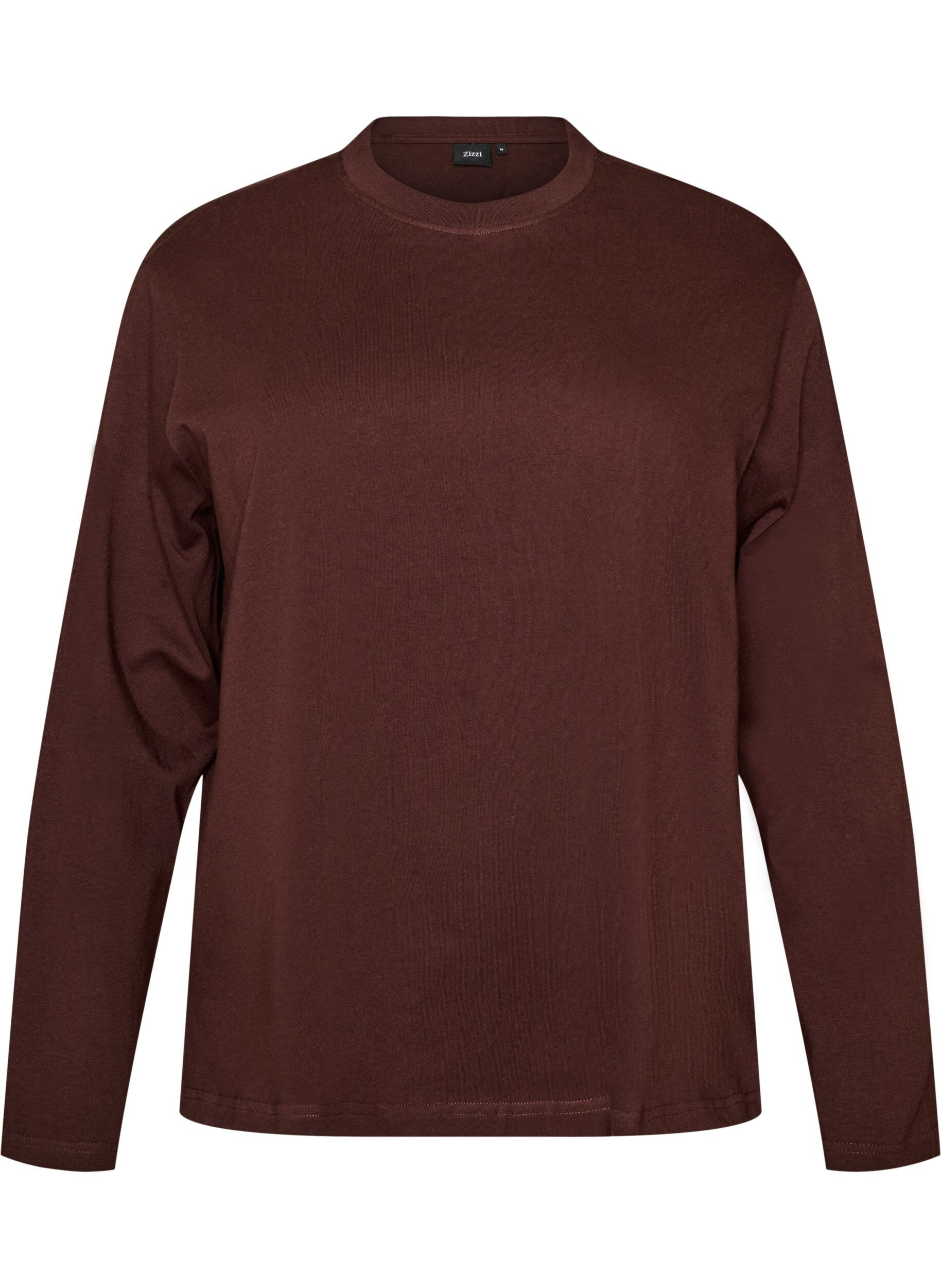 ZizziT-shirt Basic &agrave; manches longues, Marron, Packshot image number 0