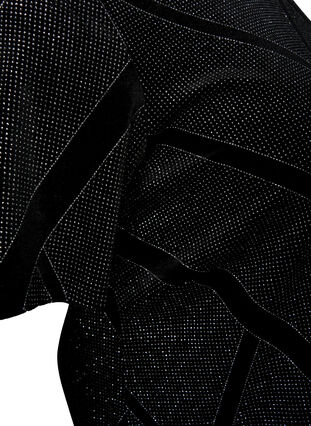 Fluwelen jurk met glitter en col, Black, Packshot image number 3