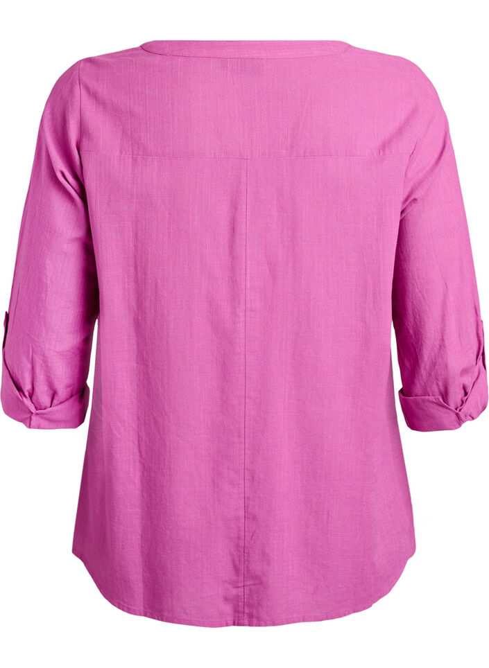 Chemisier en coton avec col en V, Rose, Packshot image number 1