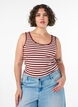 Gestreepte tanktop met een ribstructuur, Rood, Model image number 0