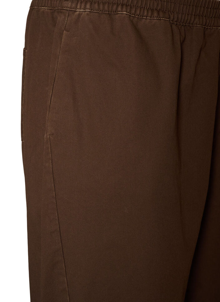 Barrel jeans met hoge taille en elastische tailleband, Bruin, Packshot image number 2