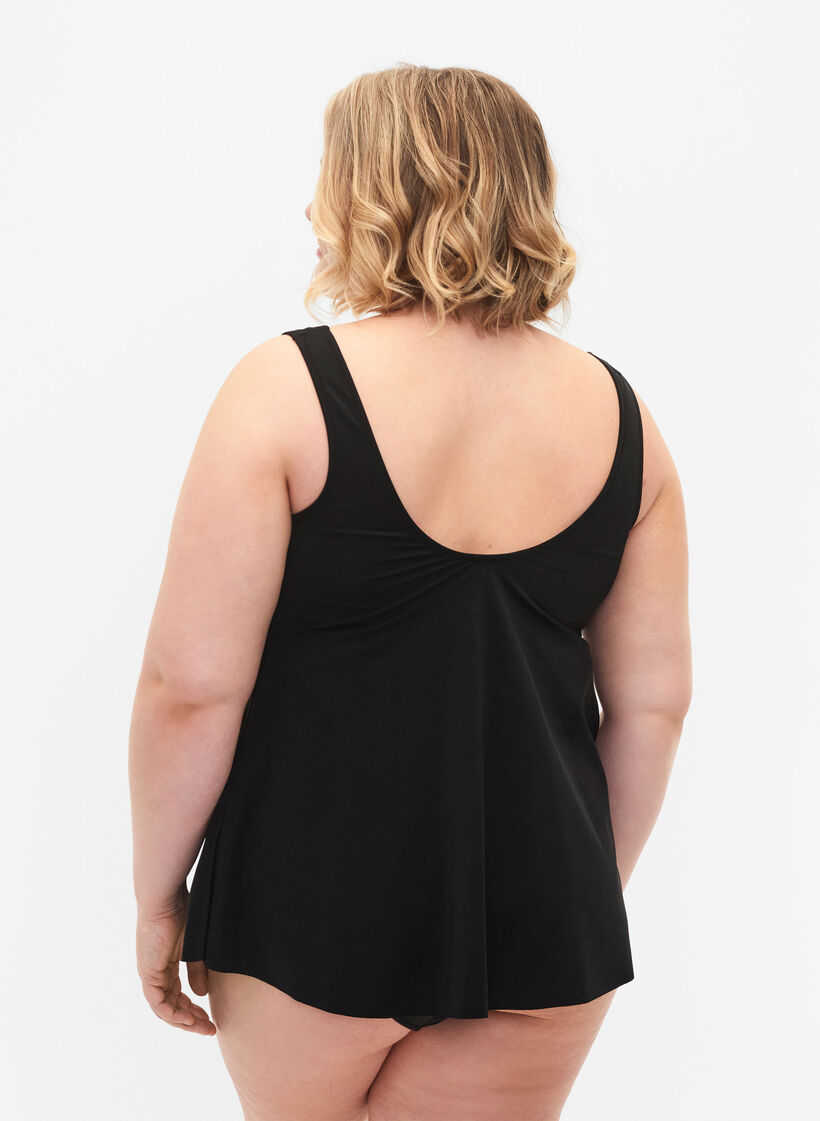 Tankini de couleur unie avec d&eacute;tail de neige, Black, Model image number 1