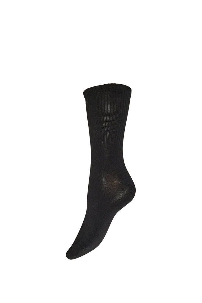 Chaussette c&ocirc;tel&eacute;e en coton, Noir, Packshot image number 0