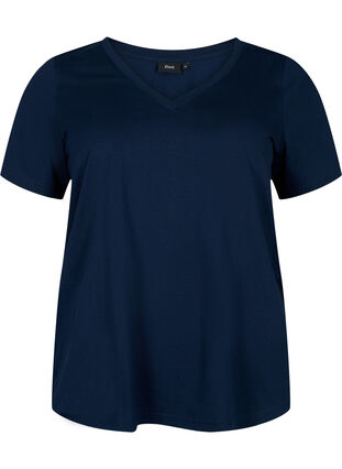 T-shirt à manches courtes avec col en V, Navy Blazer, Packshot image number 0