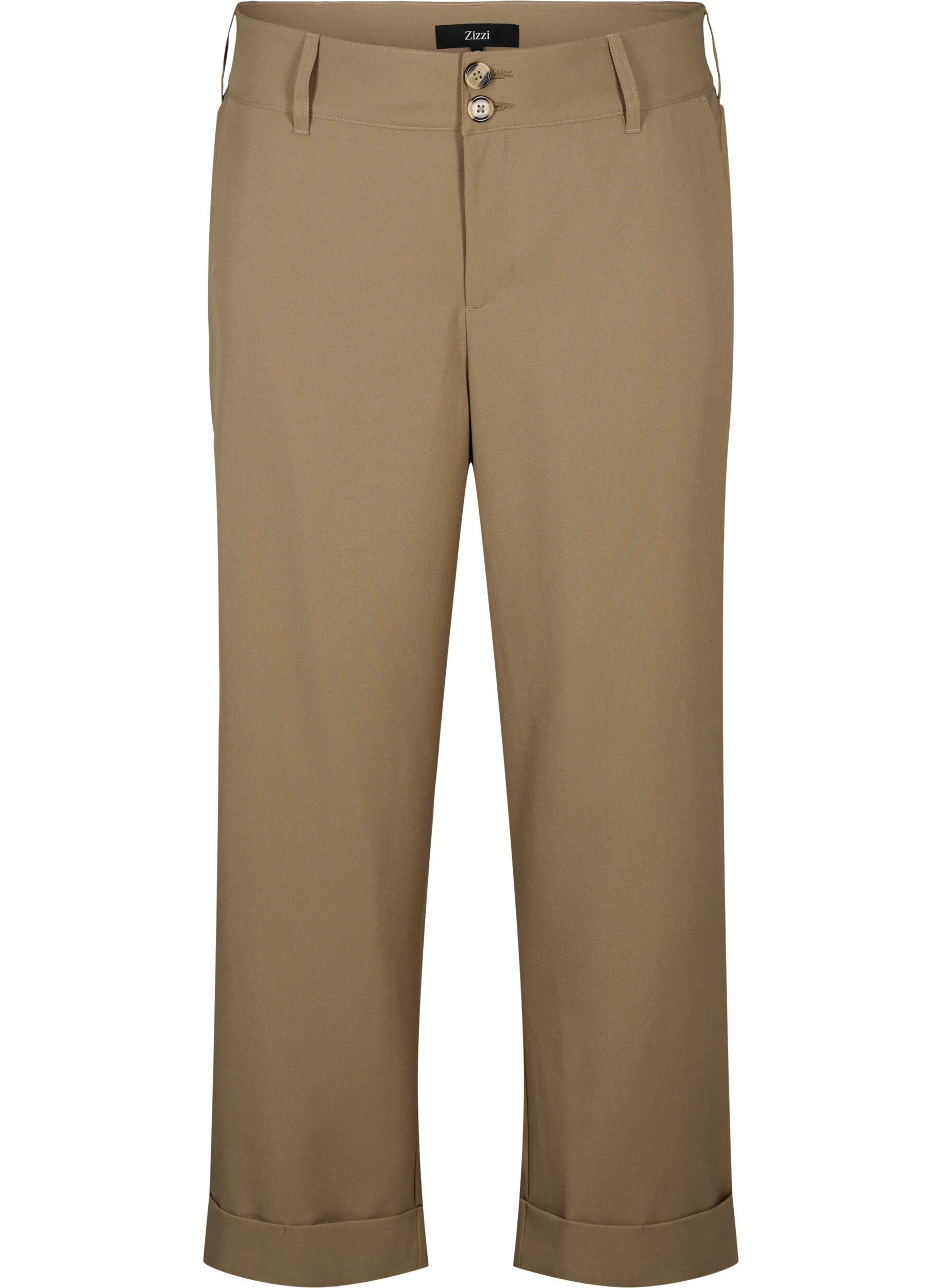 ZizziBroek met hoge taille en omslag, Petrified Oak, Packshot image number 0