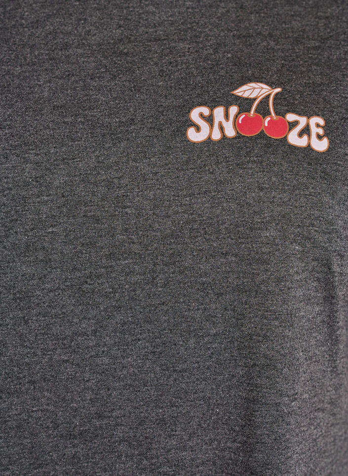 Chemise de nuit &agrave; manches courtes avec imprim&eacute; de texte, Noir, Packshot image number 2