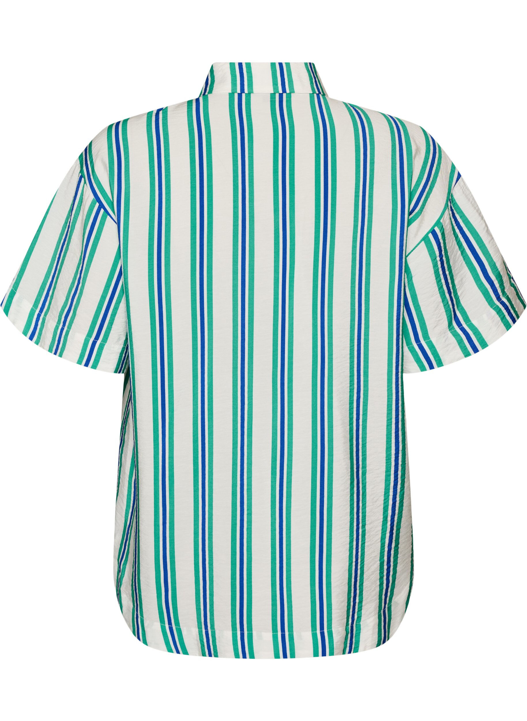 ZizziGestreepte viscose shirt met korte mouwen, Vanille, Packshot image number 1
