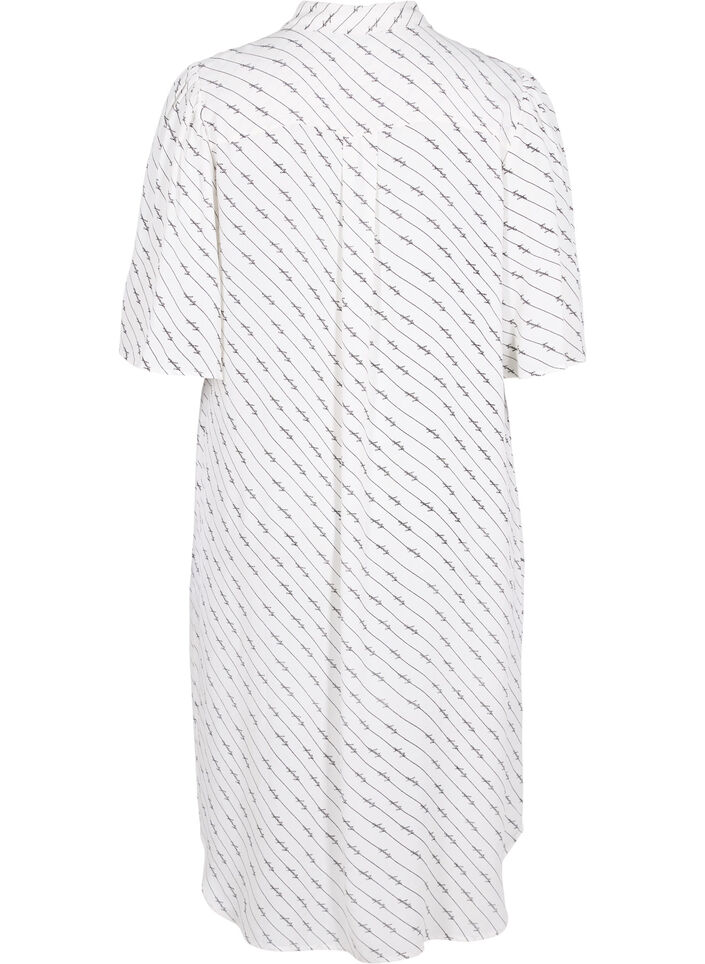 Robe chemise rayée en viscose, White AOP, Packshot image number 1
