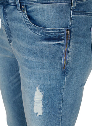 Super slim fit Amy jeans met slijtage, Blue denim, Packshot image number 2