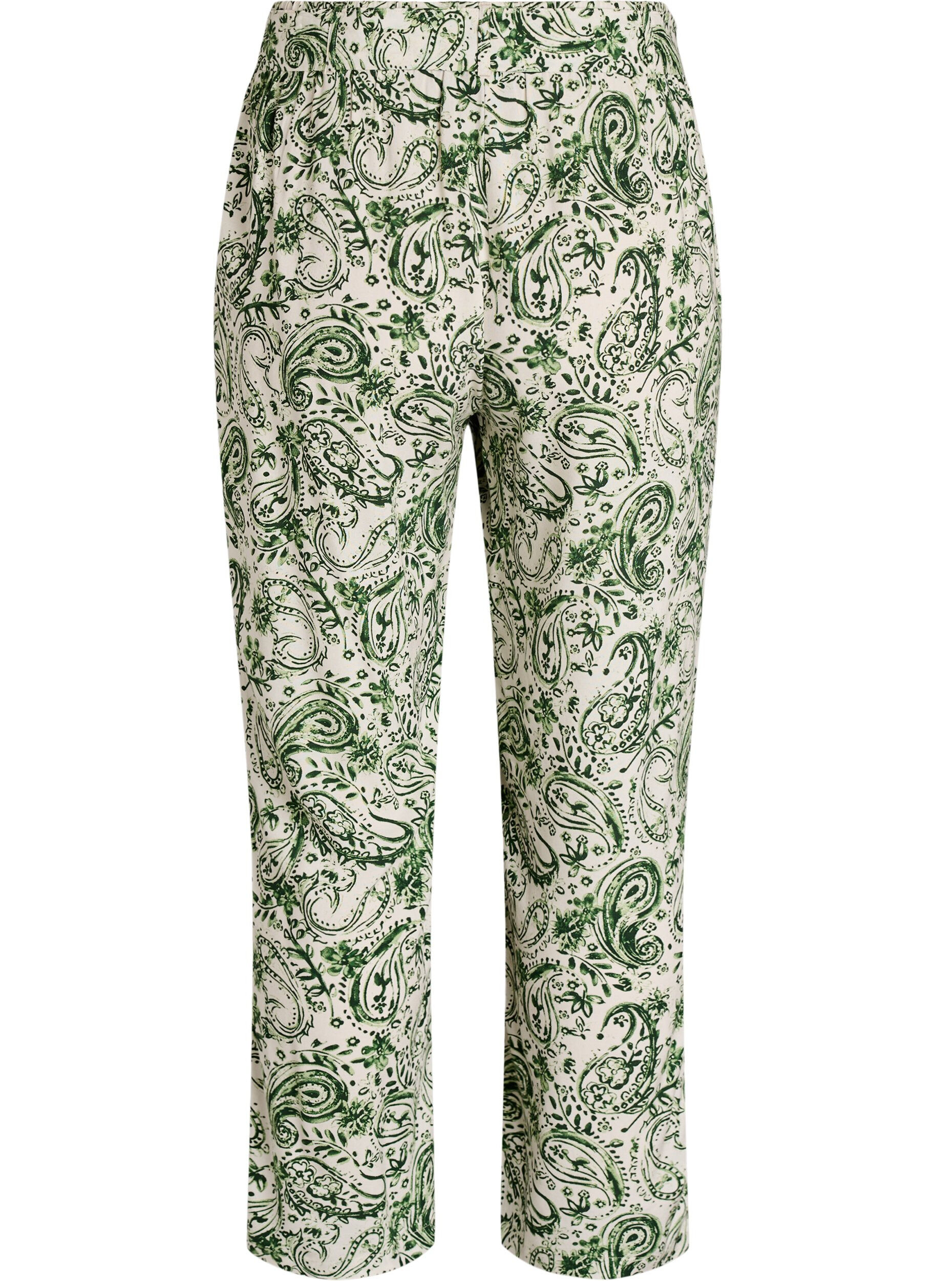 ZizziPantalon taille haute en viscose, Vert, Packshot image number 1