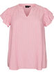 Viscose en linnen blouse met ruches aan de mouwen, Roze, Packshot image number 0
