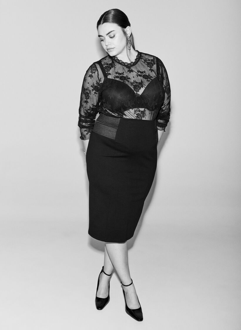 Jupe moulante avec &eacute;lastique &agrave; la taille, Noir, Image image number 0