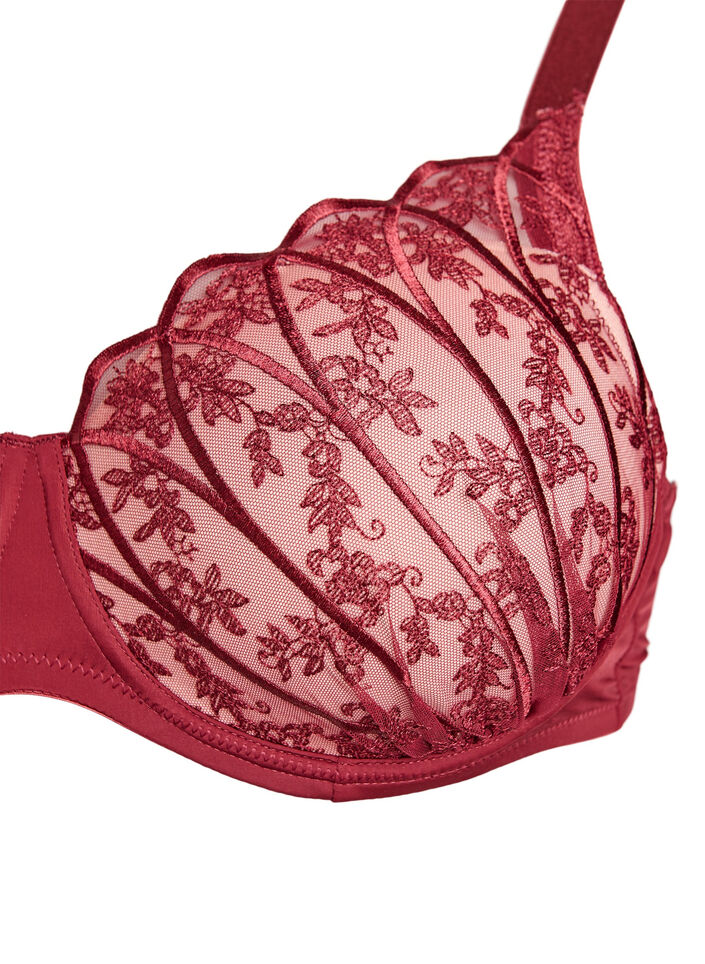 Soutien-gorge avec dentelle brod&eacute;e et bonnets moul&eacute;s, Bordeaux fonc&eacute;, Packshot image number 2