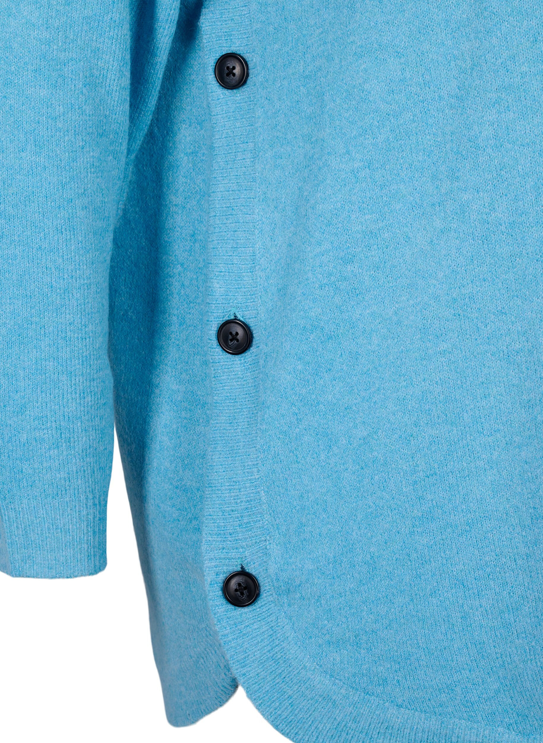 ZizziGem&ecirc;leerde gebreide blouse met knopen, River Blue WhiteMel., Packshot image number 3
