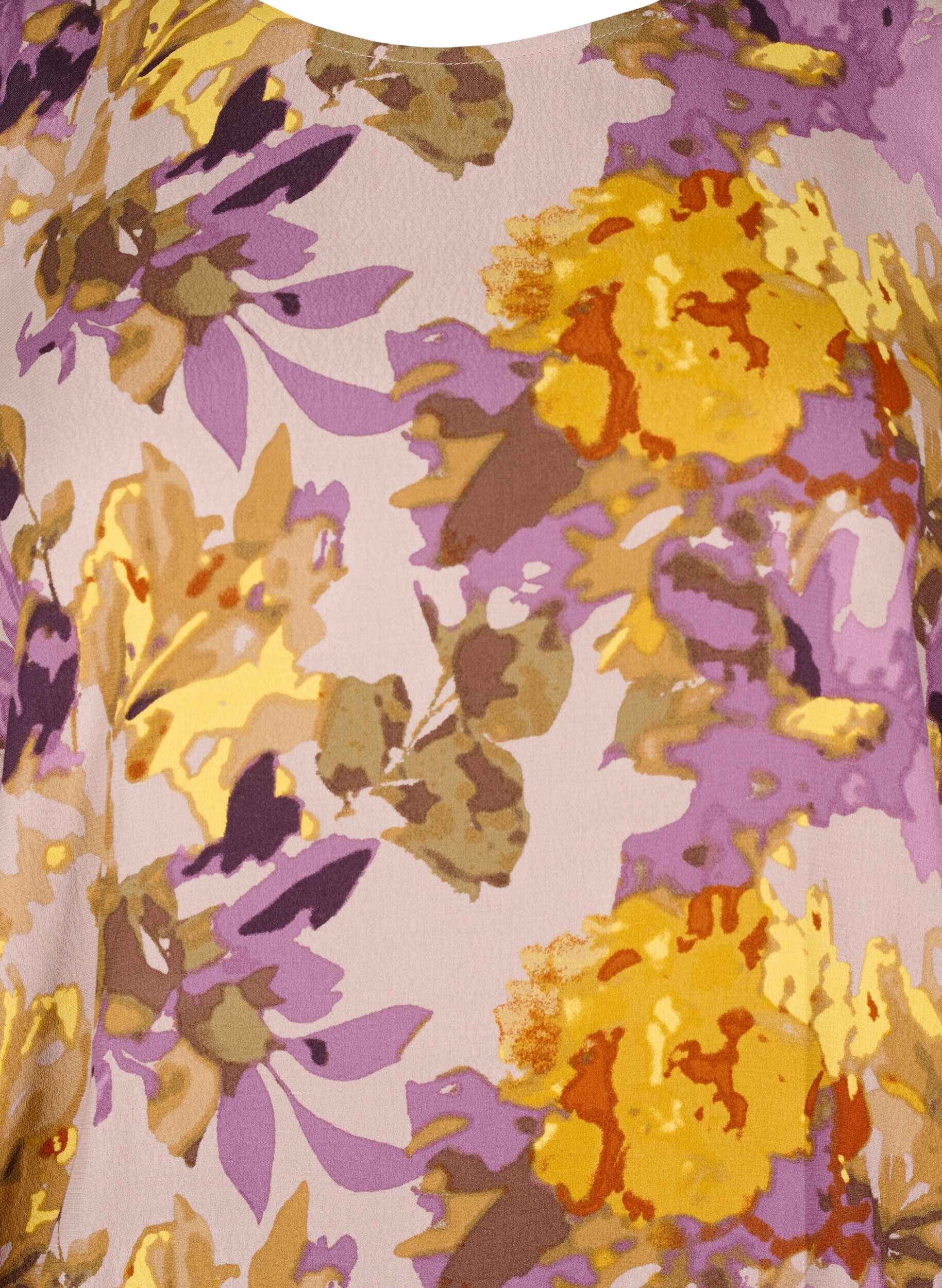 Zizzi Chemisier &agrave; smocks avec imprim&eacute; floral, Purple Flower, Packshot image number 2