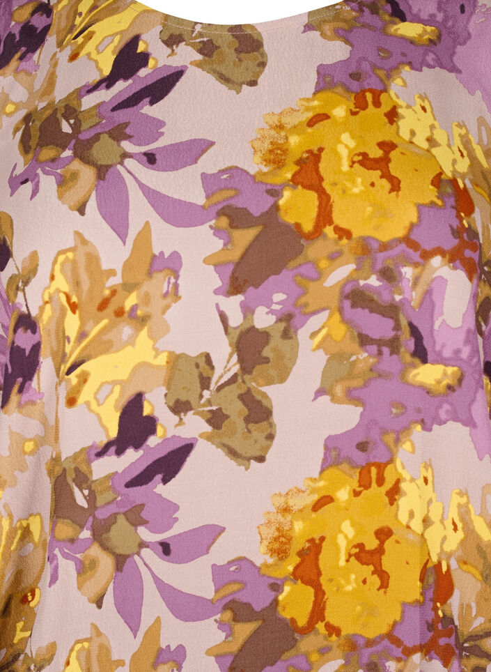Smock blouse met bloemenprint, Purple Flower, Packshot image number 2