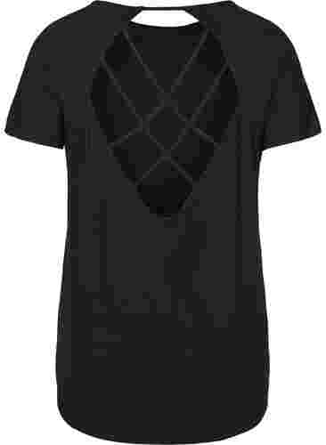 Trainings t-shirt in viscose met ruguitsnijding, Black, Packshot image number 1