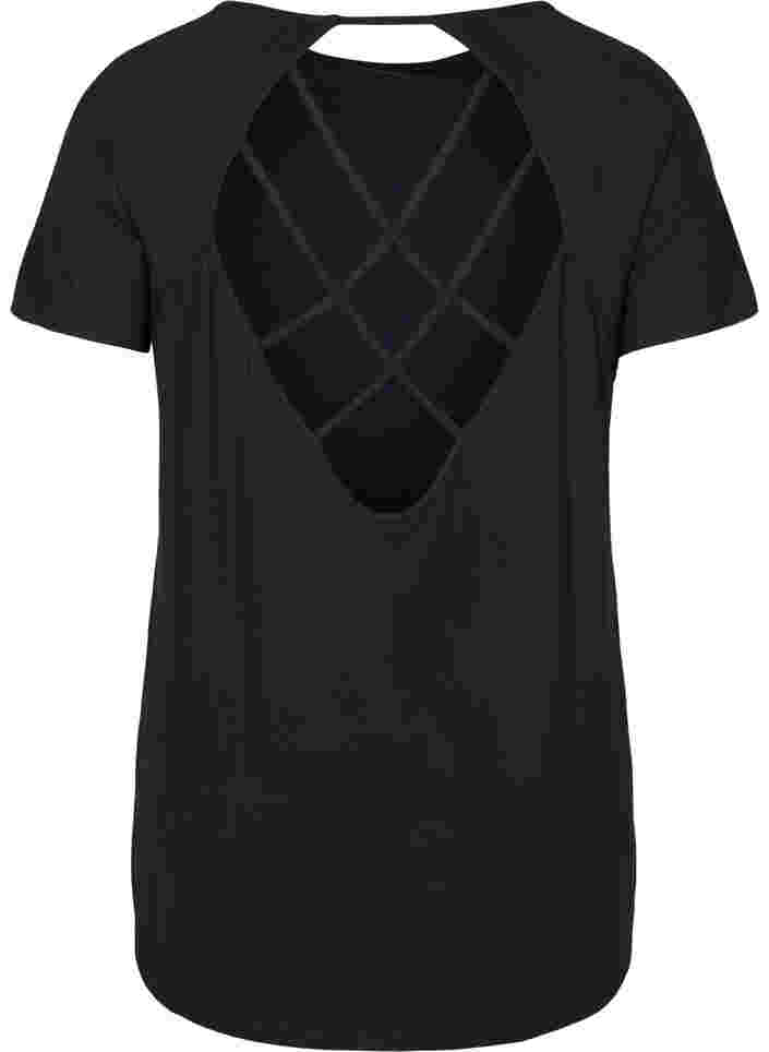 T-shirt de sport en viscose avec un décolleté au dos., Black, Packshot image number 1