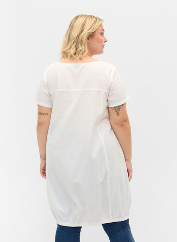 Robe en coton à manches courtes, Bright White, Model image number 1