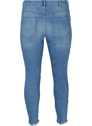 Cropped Amy jeans met onafgewerkte randjes, Blue denim, Packshot image number 1