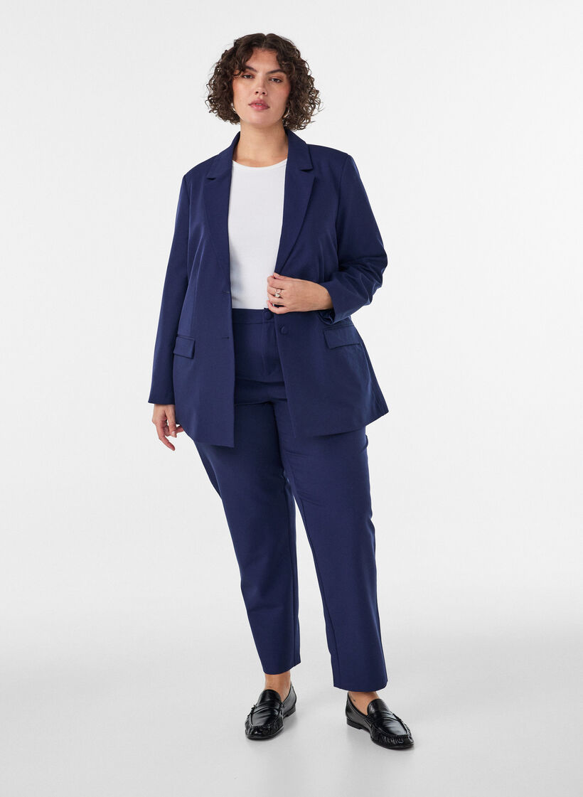 Klassieke blazer met knoopsluiting, Blauw, Model image number 1