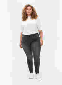 Super slim Amy jeans met hoge taille, Dark Grey Denim, Model