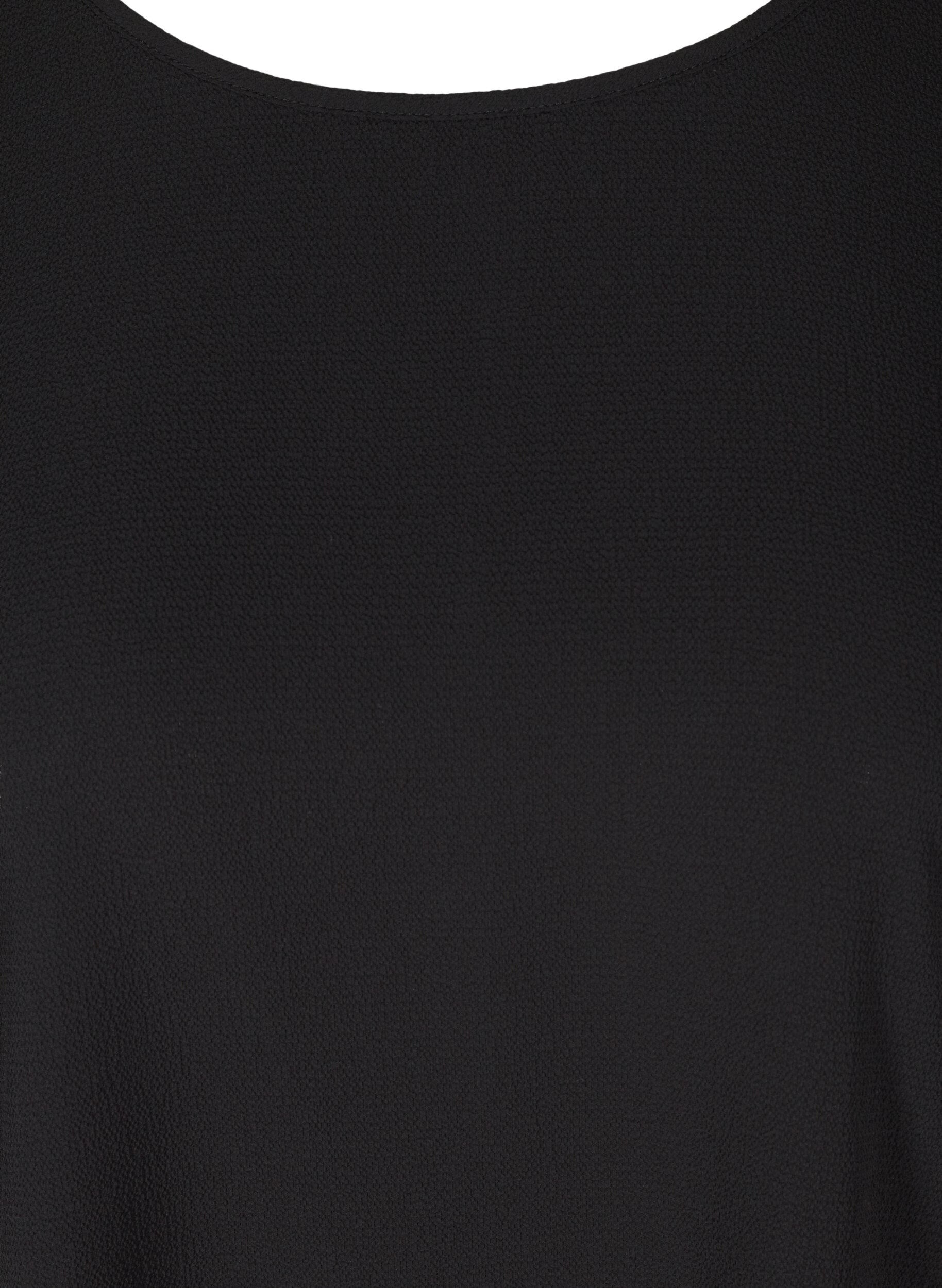 ZizziBlouse met korte mouwen en een ronde halslijn, Zwart, Packshot image number 2