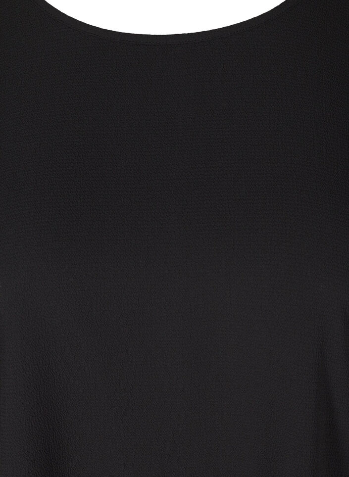 Blouse met korte mouwen en een ronde halslijn, Zwart, Packshot image number 2